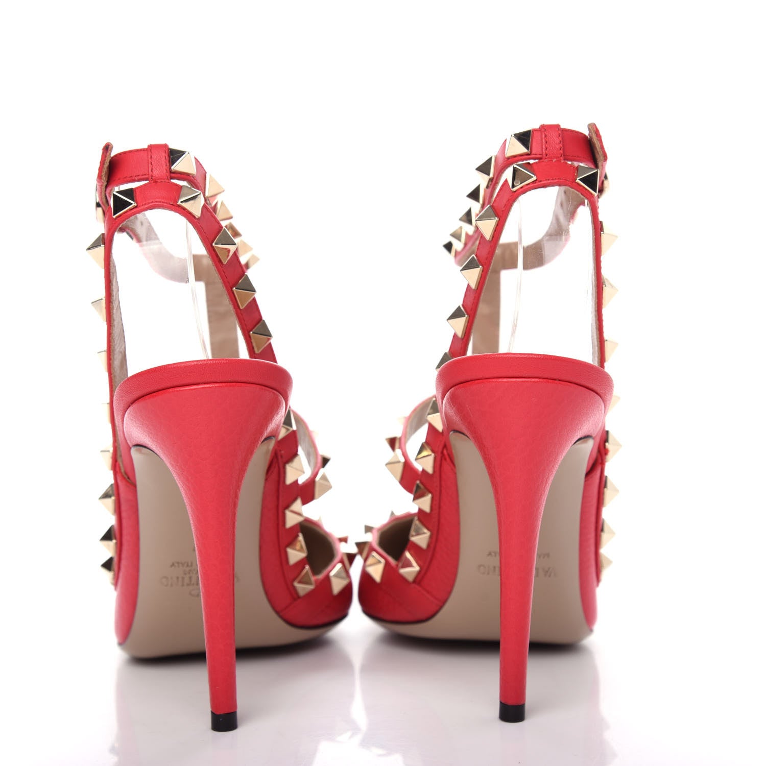 Valentino Garavani Pebbled Calfskin Rockstud Ankle Strap Pumps 37 Raspberry 7 of 9