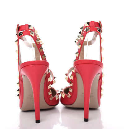 Valentino Garavani Pebbled Calfskin Rockstud Ankle Strap Pumps 37 Raspberry 7 of 9