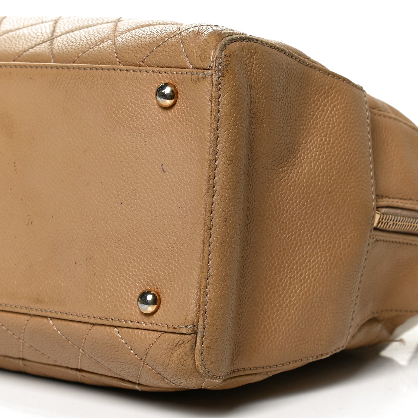 Caviar Quilted Bowler Beige