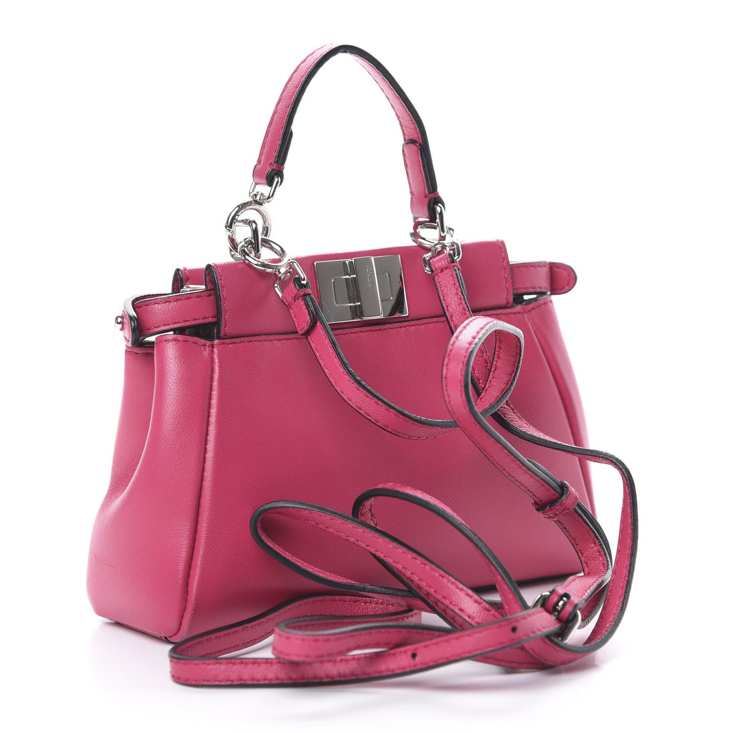 Fendi Nappa Micro Peekaboo Iconic Satchel Magenta 2 of 12