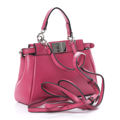 Fendi Nappa Micro Peekaboo Iconic Satchel Magenta 2 of 12