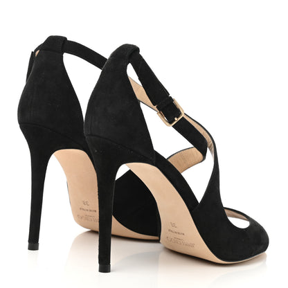 Jimmy Choo Suede Emily 100 Sandal 38 Black 4 of 9