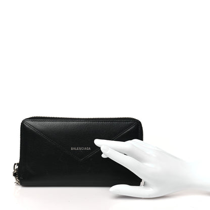 Balenciaga Calfskin Papier Zip Around Wallet Black 2 of 11