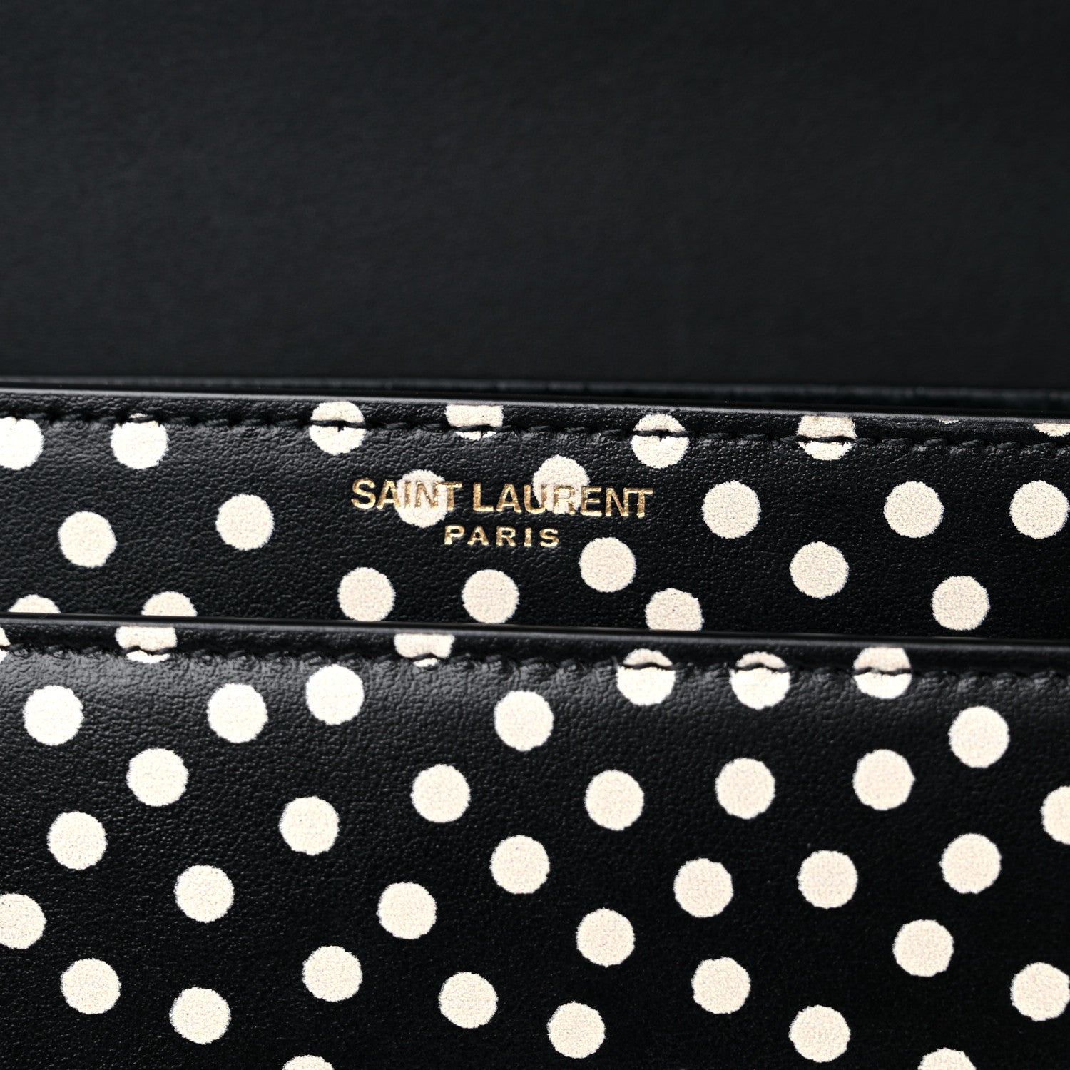 Saint Laurent Calfskin Polka Dot Medium Monogram Sunset Black White 6 of 11