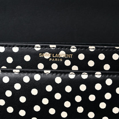 Saint Laurent Calfskin Polka Dot Medium Monogram Sunset Black White 6 of 11