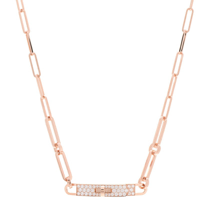 Hermes 18K Rose Gold Diamond Pave Kelly Chaine Choker Necklace 1 of 5