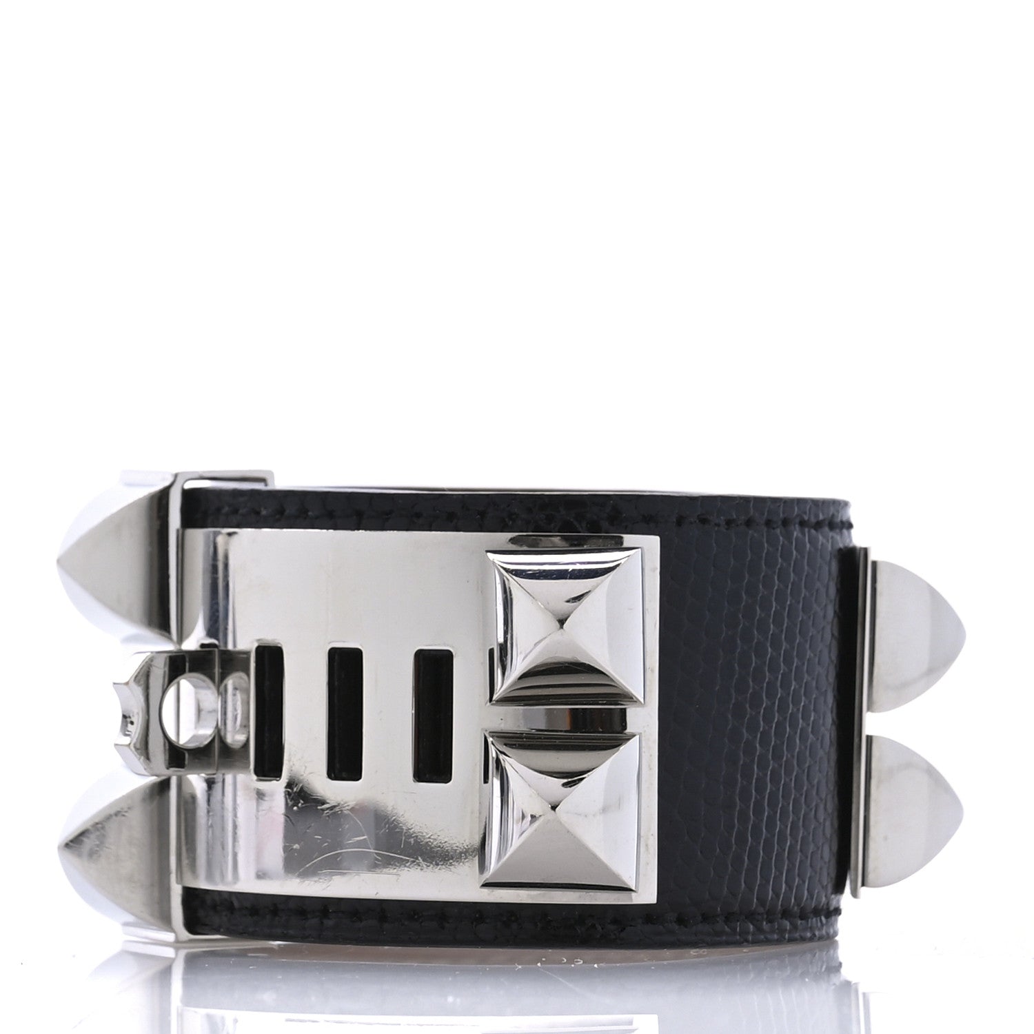 Hermes Lizard Collier de Chien CDC Bracelet S Black 3 of 5