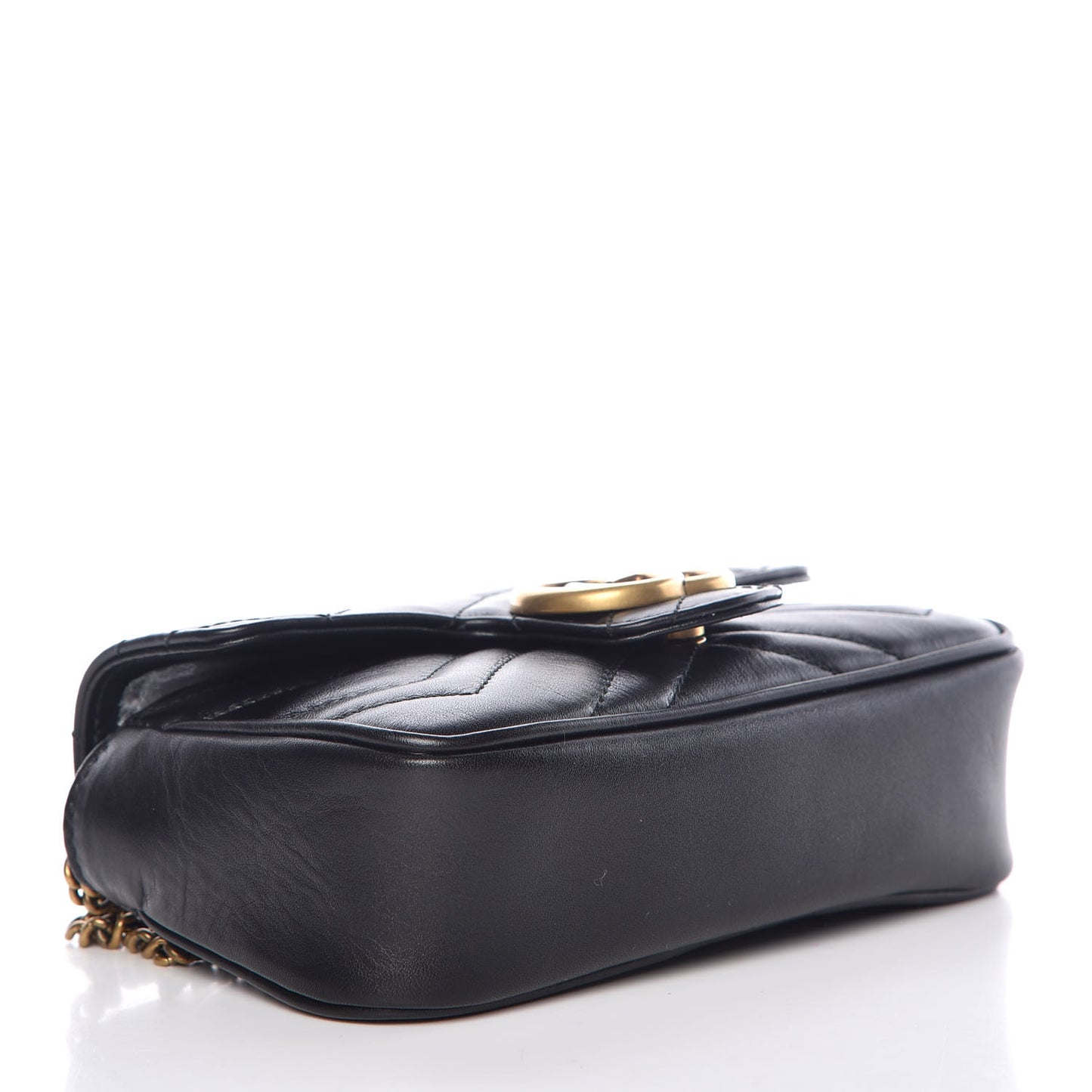 Calfskin Matelasse Super Mini GG Marmont Shoulder Bag Black