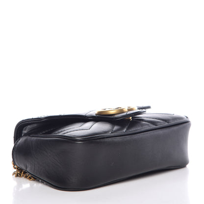 Gucci Calfskin Matelasse Super Mini GG Marmont Shoulder Bag Black 4 of 10