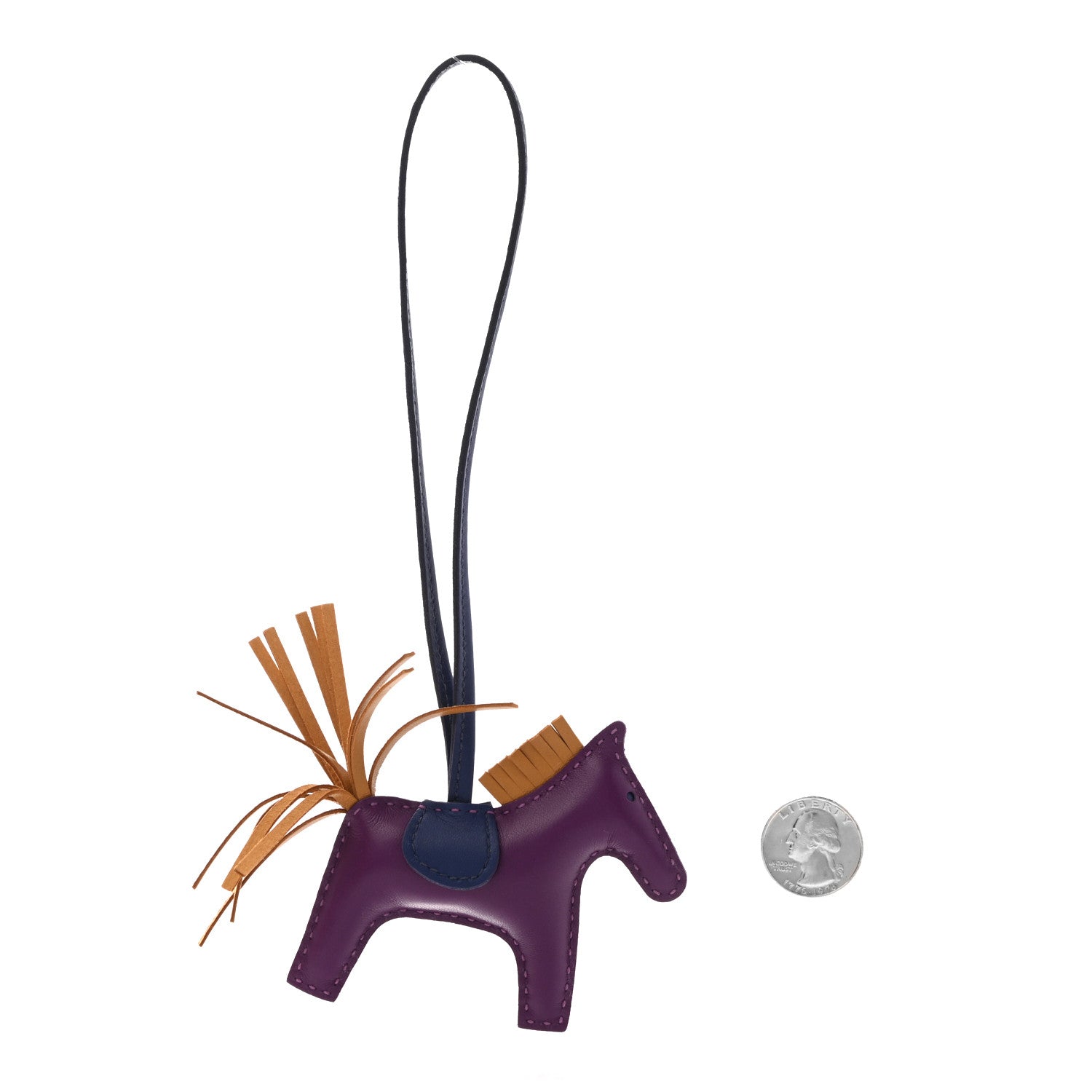 Hermes Milo Lambskin Grigri Rodeo Horse Bag Charm PM Violet Sesame Bleu Saphir 2 of 5