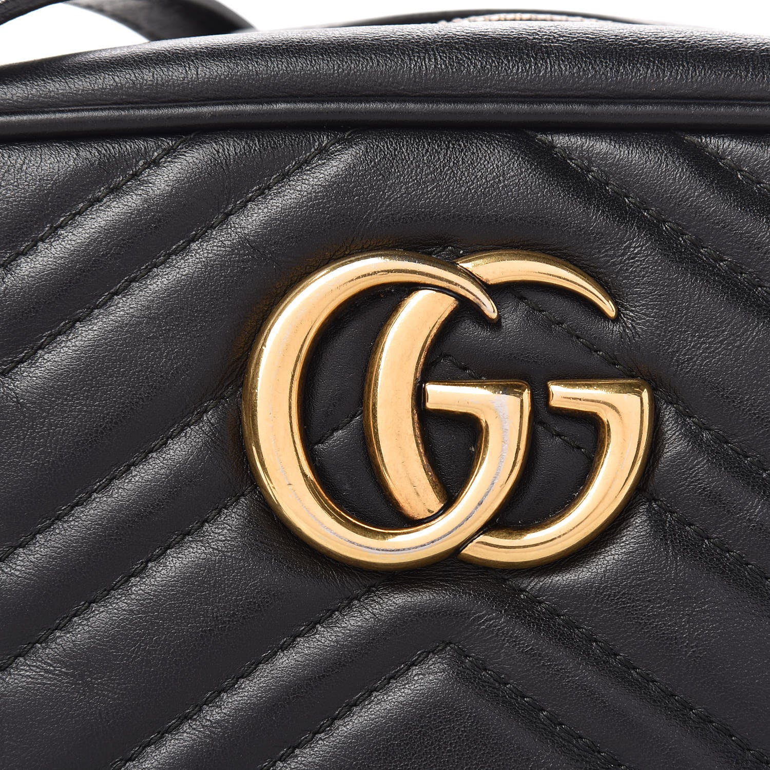 Gucci Calfskin Matelasse Small GG Marmont Chain Shoulder Bag Black 9 of 11