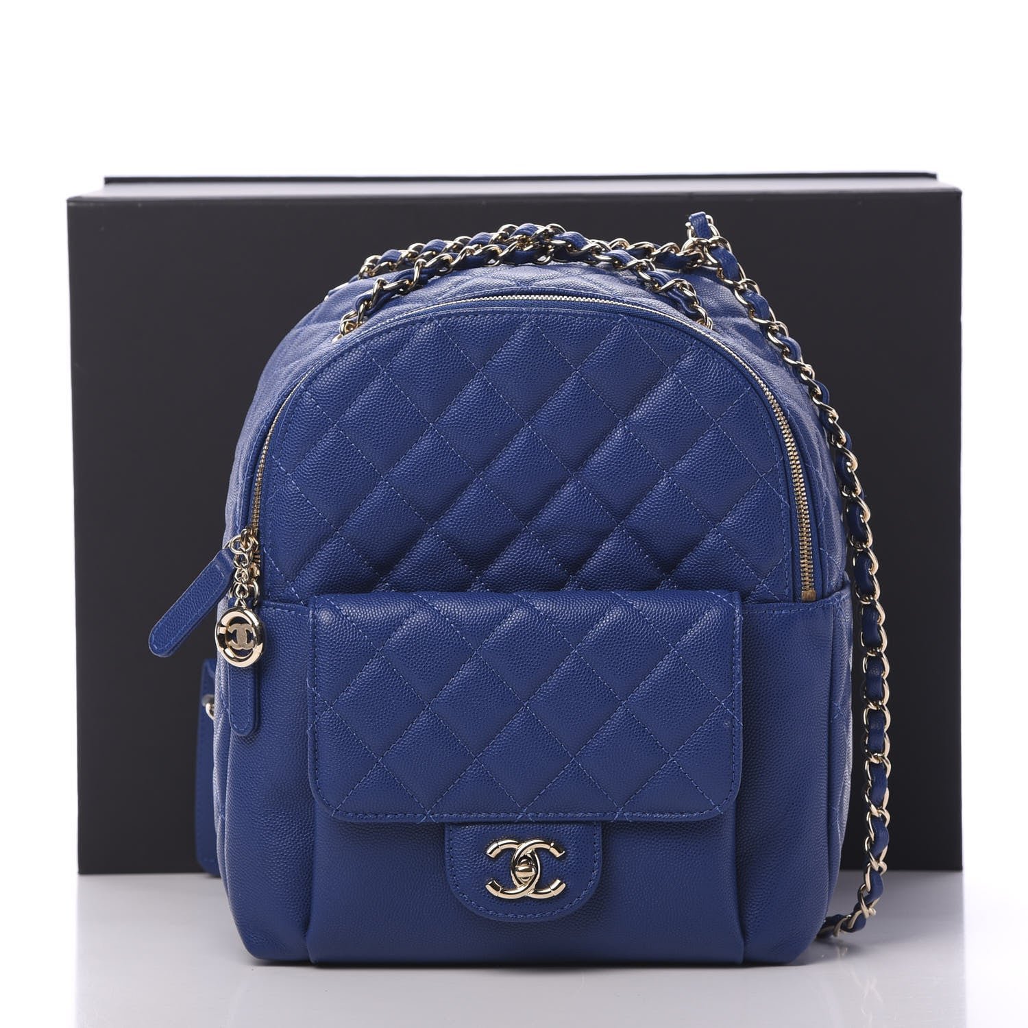 Chanel Caviar Quilted Large CC Day Backpack Blue 13 of 13