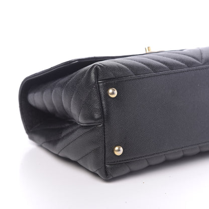 Chanel Caviar Chevron Quilted Small Coco Handle Flap Black 8 of 10