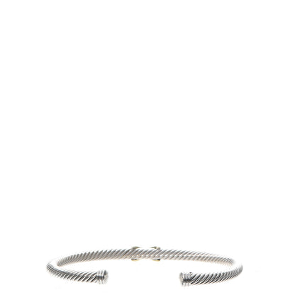 David Yurman Sterling Silver 18K Yellow Gold 4mm X Station Cable Bracelet 3 of 4