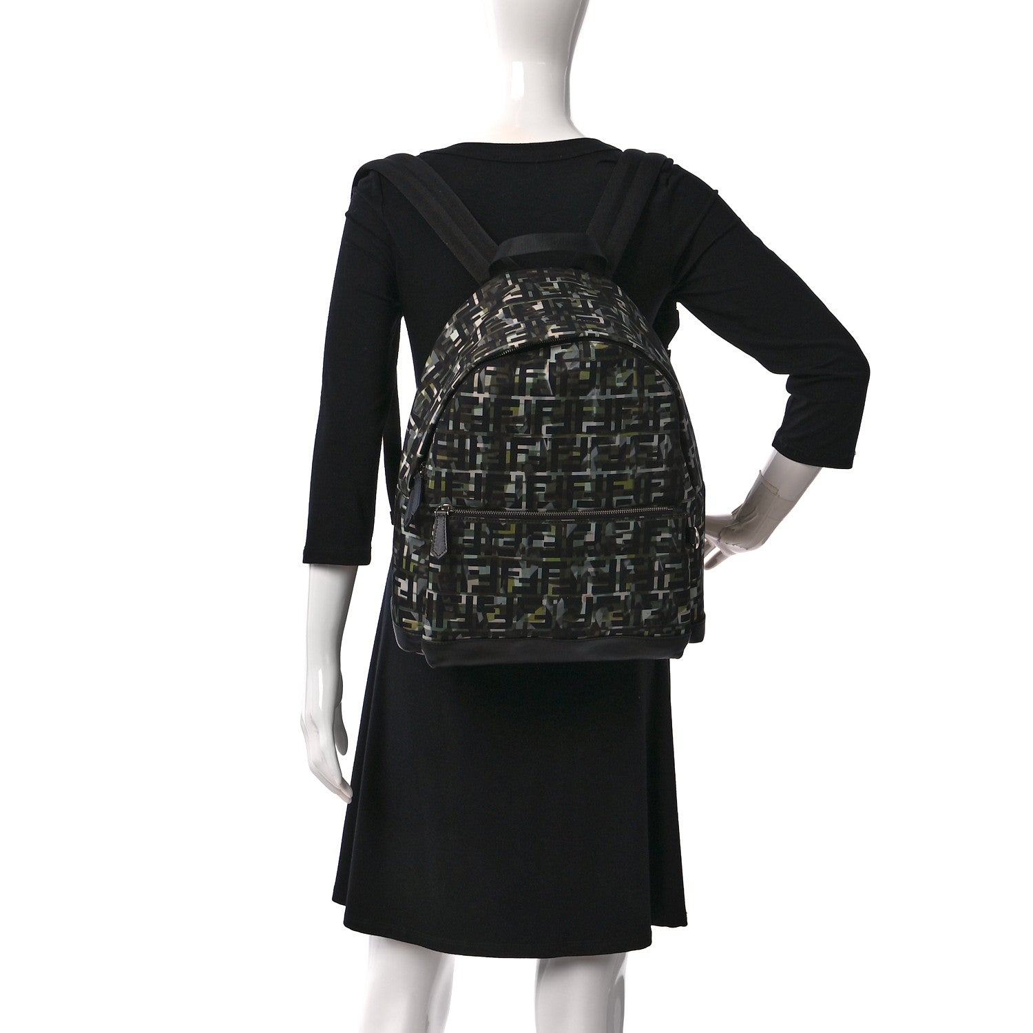 Fendi Nylon CamouFF Pouch Pocket Backpack Black Multicolor 2 of 10