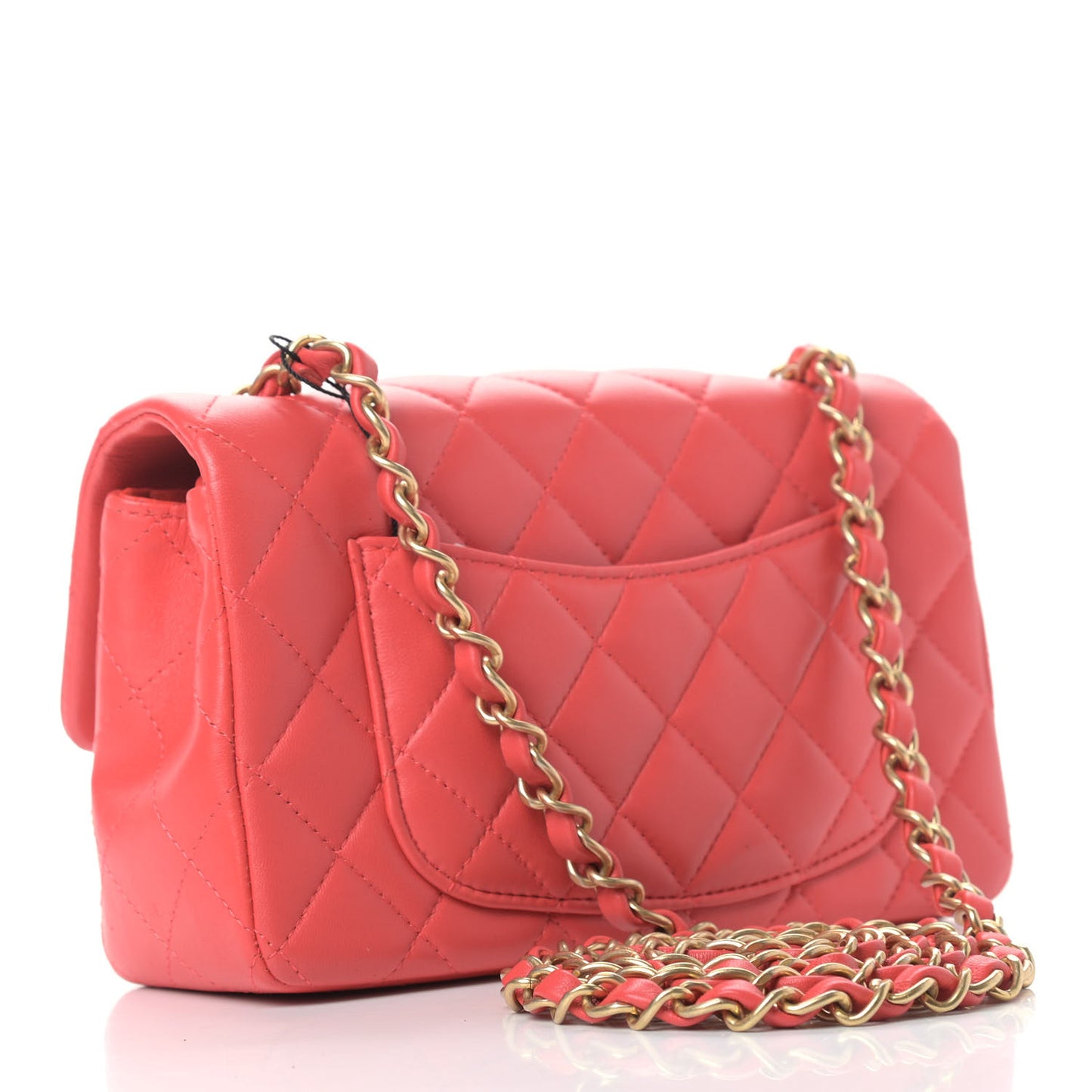 Lambskin Quilted Mini Rectangular Flap Red