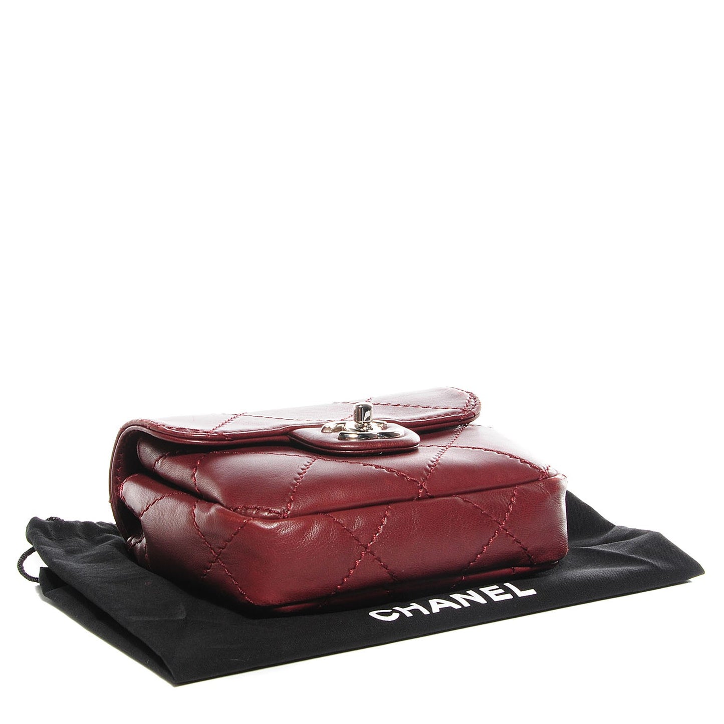Lambskin Double Stitch Mini Flap Bordeaux