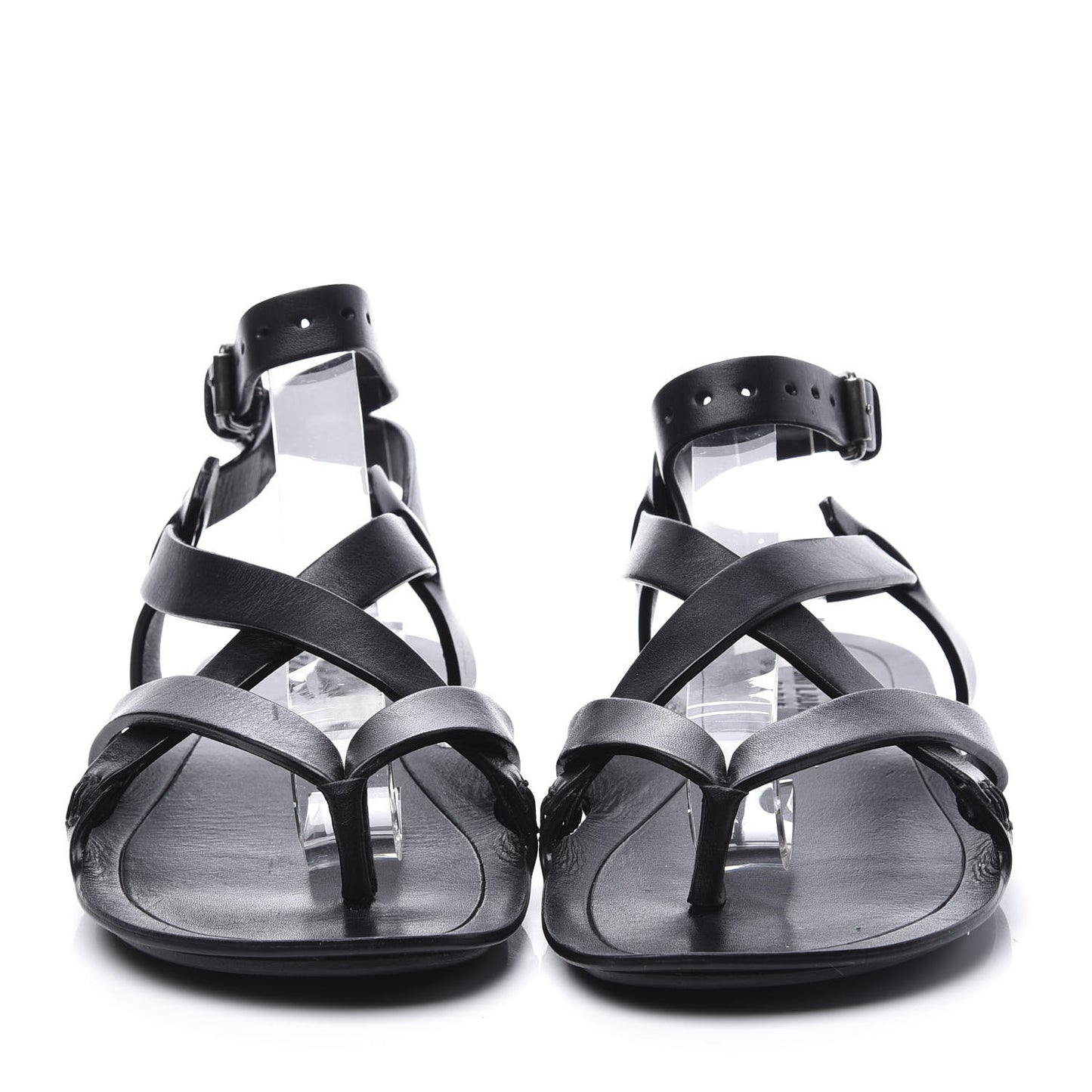 Calfskin Culver Flat Sandals 39 Black