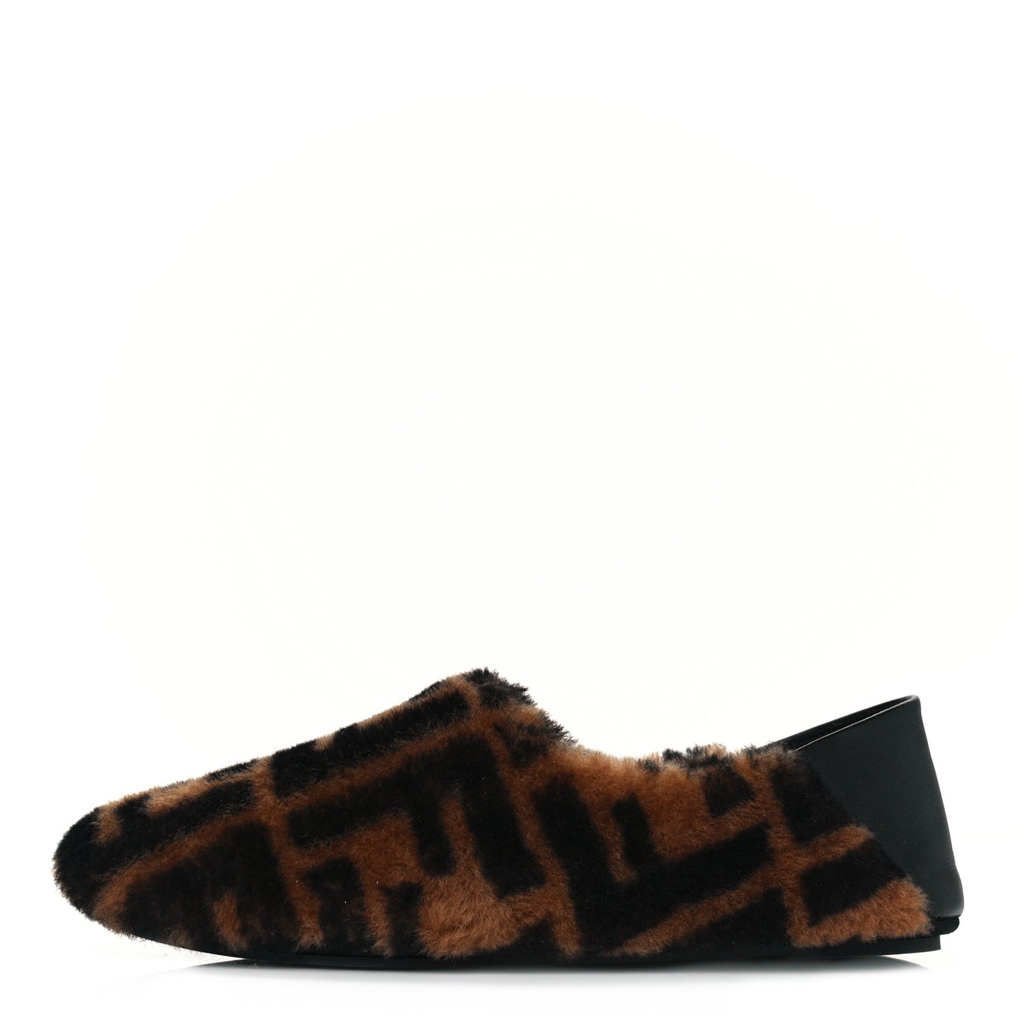 Shearling Nappa FF Slippers 36 Tobacco Black