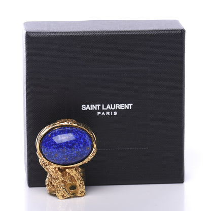 Saint Laurent Glass Cabochon Arty Ovale Ring 5 Gold Lapis 5 of 5