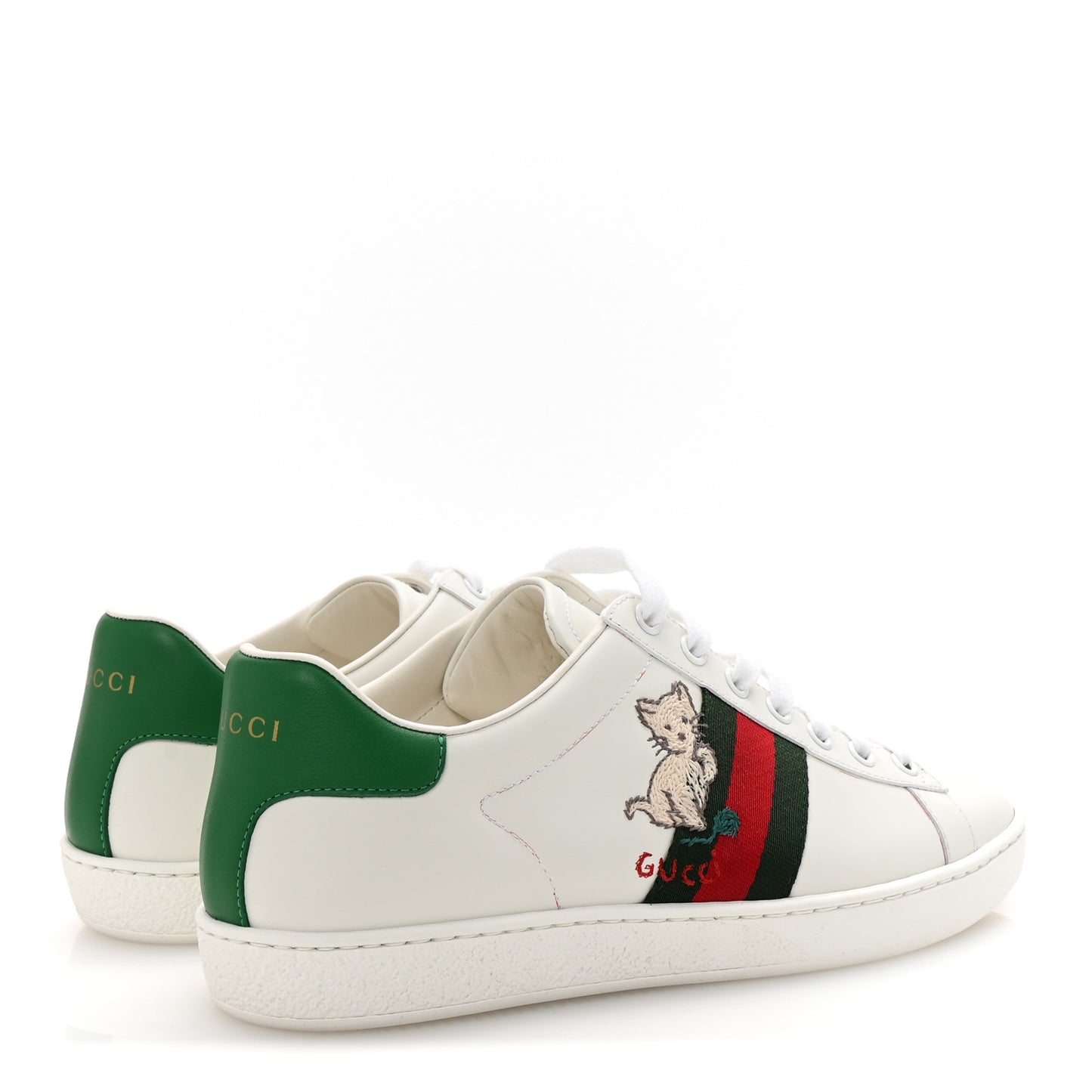 Calfskin Web Embroidered Womens Ace Sneakers 39 White