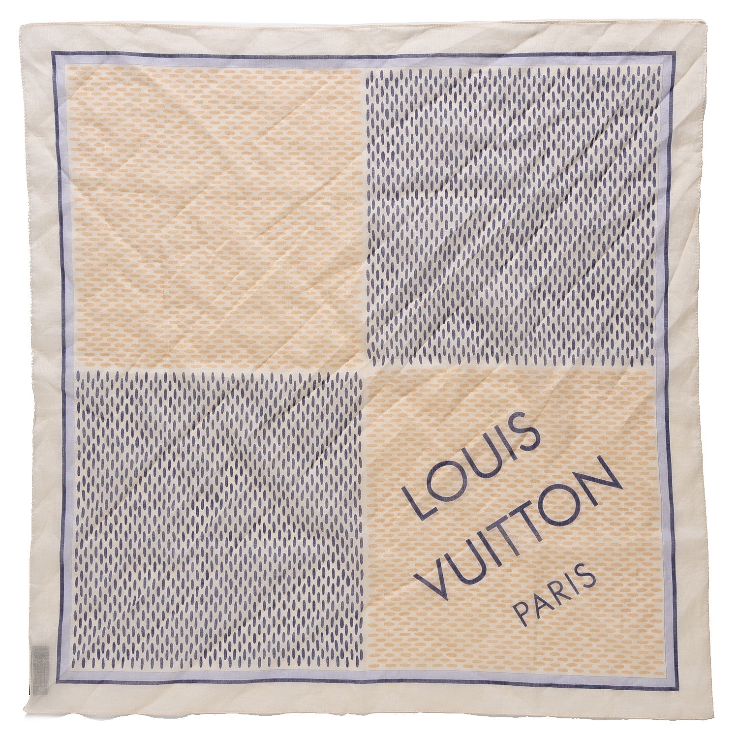 Louis Vuitton Damier Azur Cotton Square Bandana Scarf 1 of 5