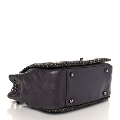 Chanel Calfskin Quilted Small CC Enchained Accordion Flap Grey 3 of 9
