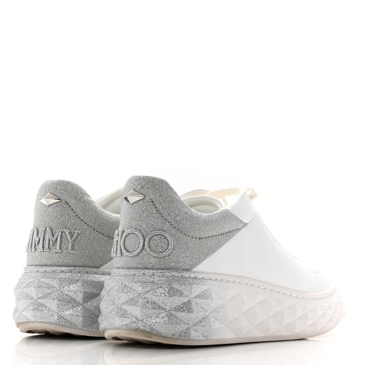 Jimmy Choo Nappa Diamond Maxi Platform Sneakers 38.5 White Silver 5 of 11