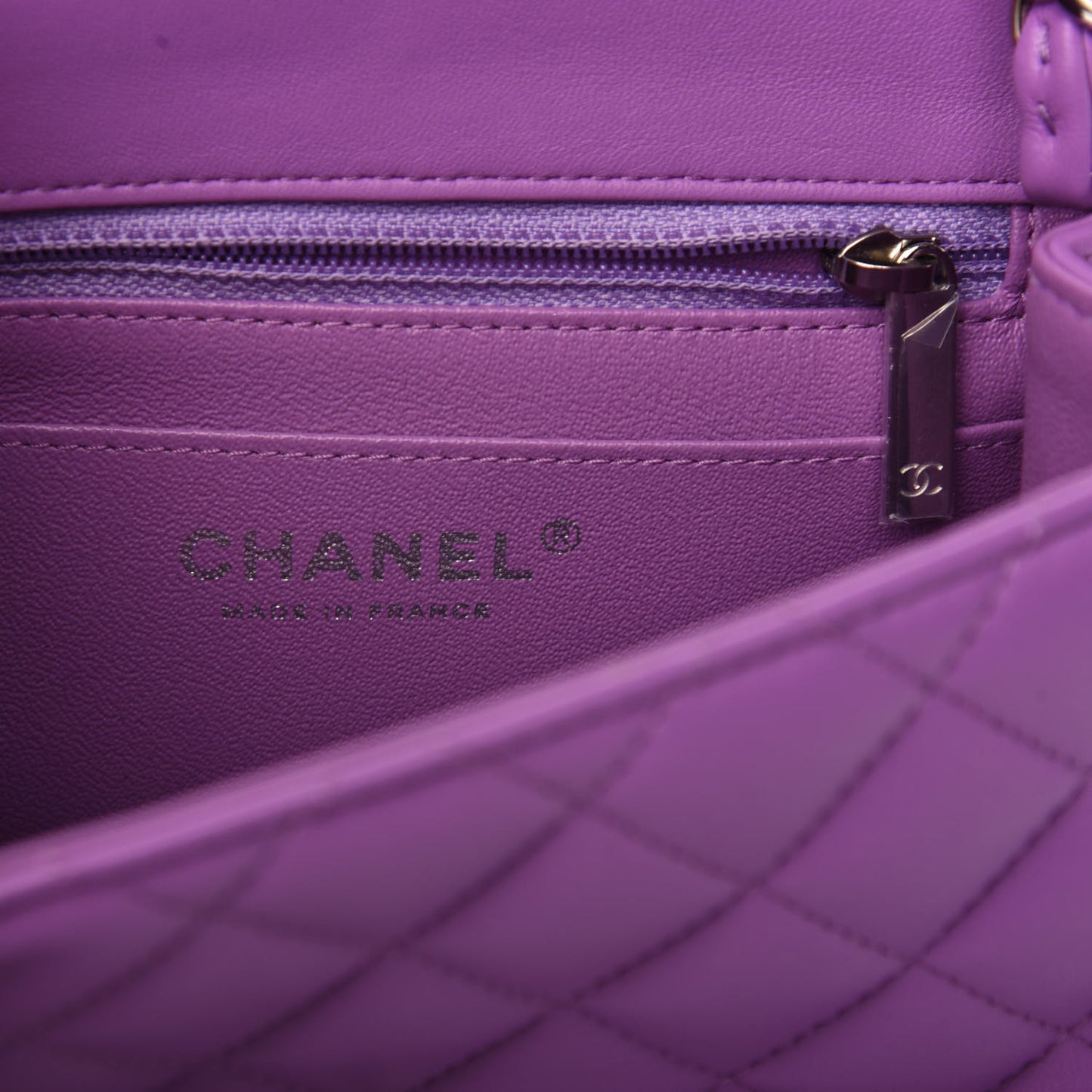 Lambskin Quilted Mini Square Flap Purple