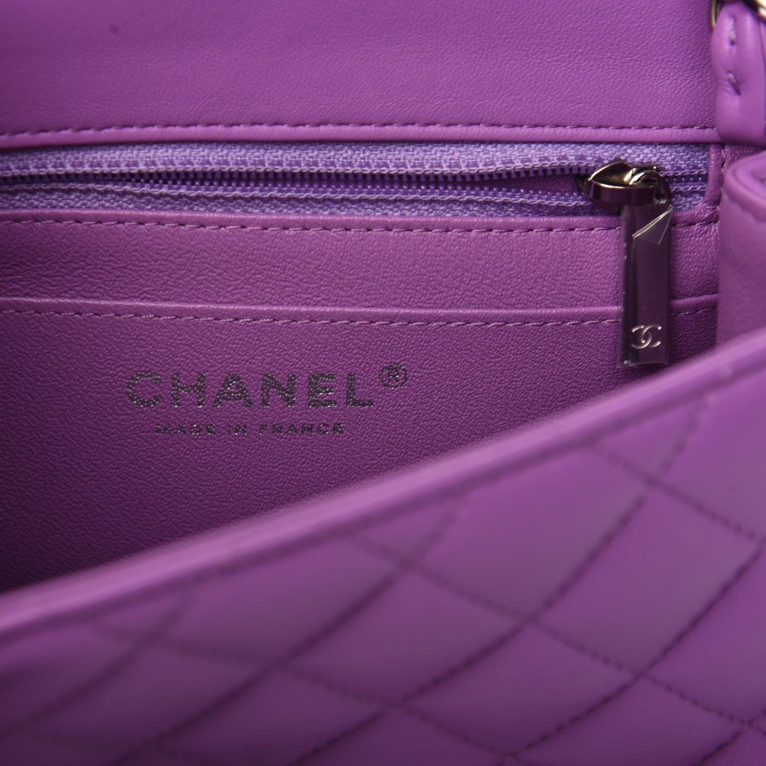 Chanel Lambskin Quilted Mini Square Flap Purple 6 of 10