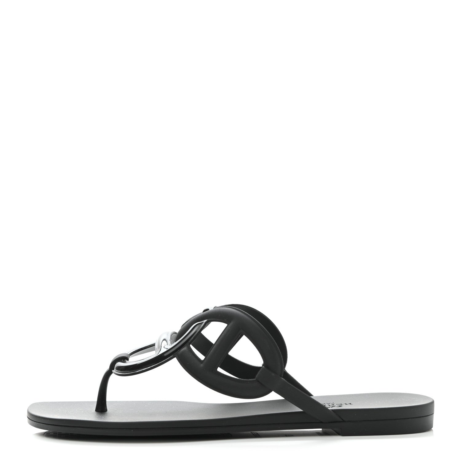 Hermes Rubber Womens Egerie Sandals 37 Black 1 of 8