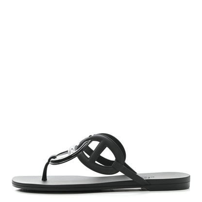 Hermes Rubber Womens Egerie Sandals 37 Black 1 of 8