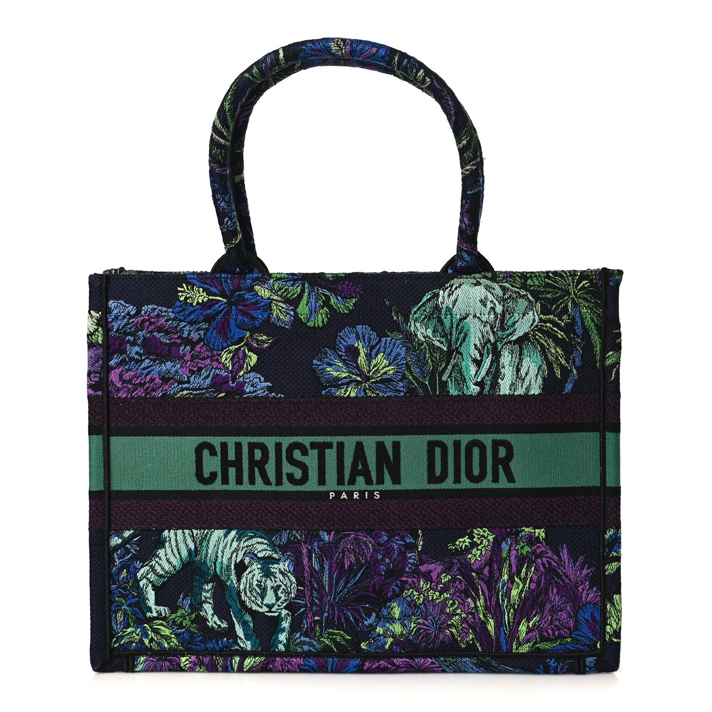 Canvas Embroidered Medium Toile De Jouy Voyage Book Tote Blue Multicolor