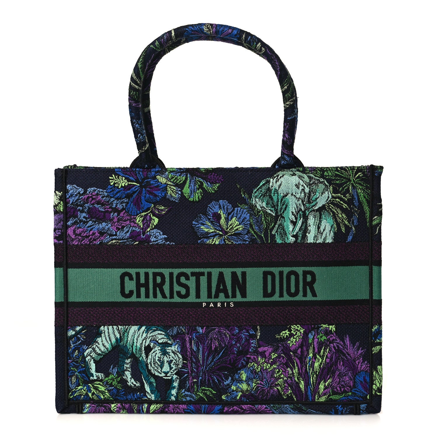 Christian Dior Canvas Embroidered Medium Toile De Jouy Voyage Book Tote Blue Multicolor 1 of 9