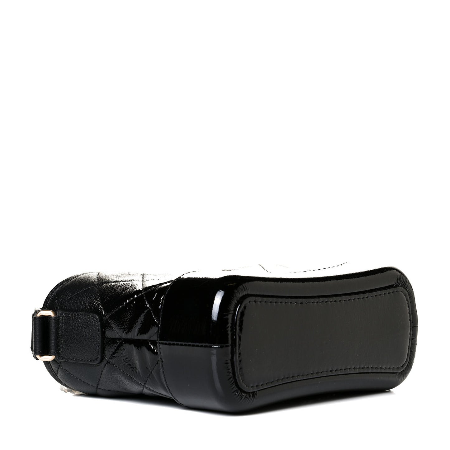 Patent Goatskin Quilted Small Gabrielle Hobo Black