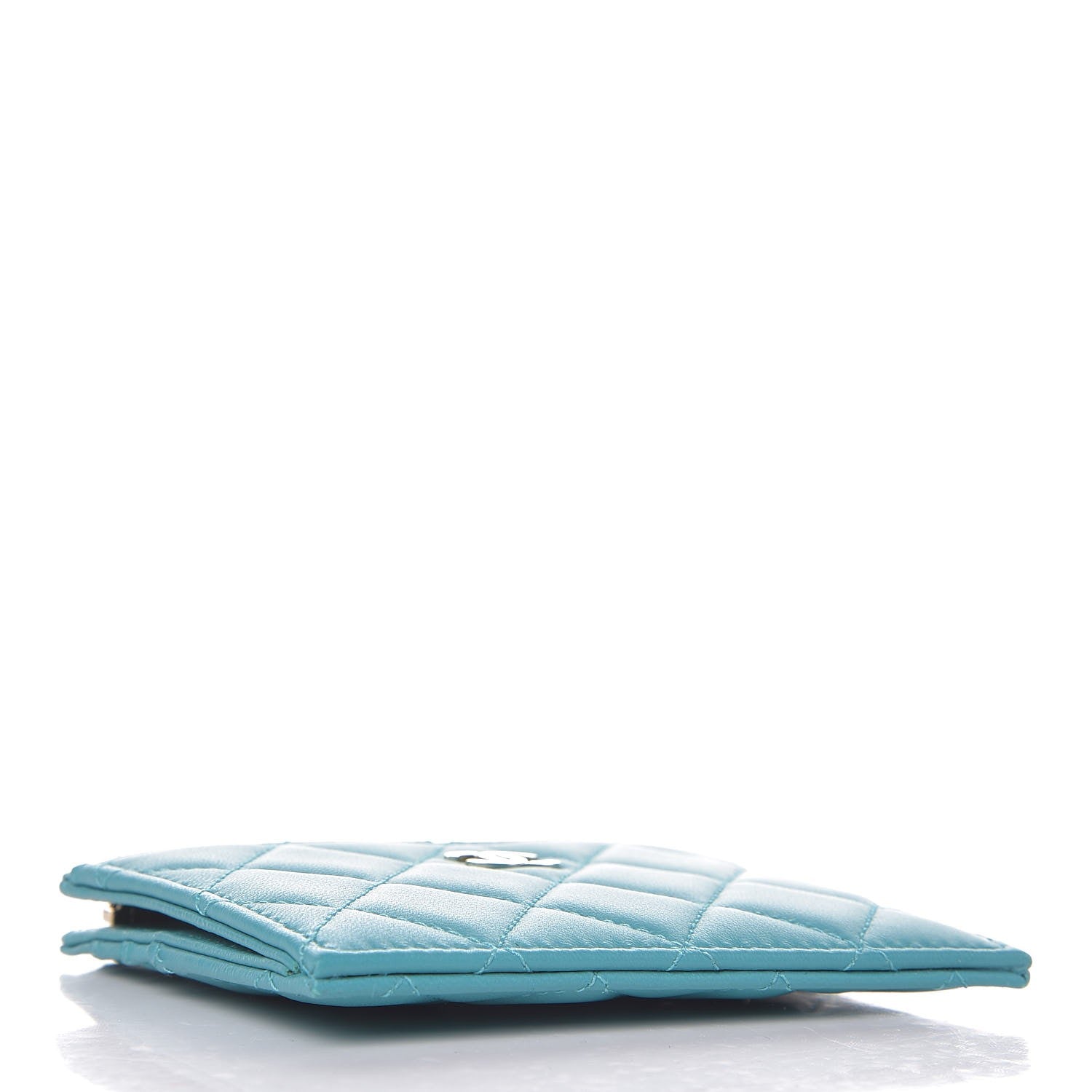 Chanel Lambskin Quilted Zip Card Holder Turquoise 4 of 8