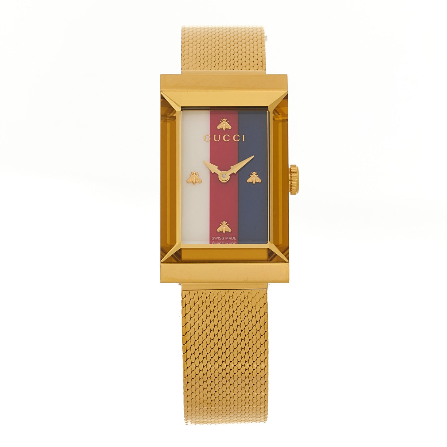 Stainless Steel 14mm Web G-Frame Quartz Watch Gold