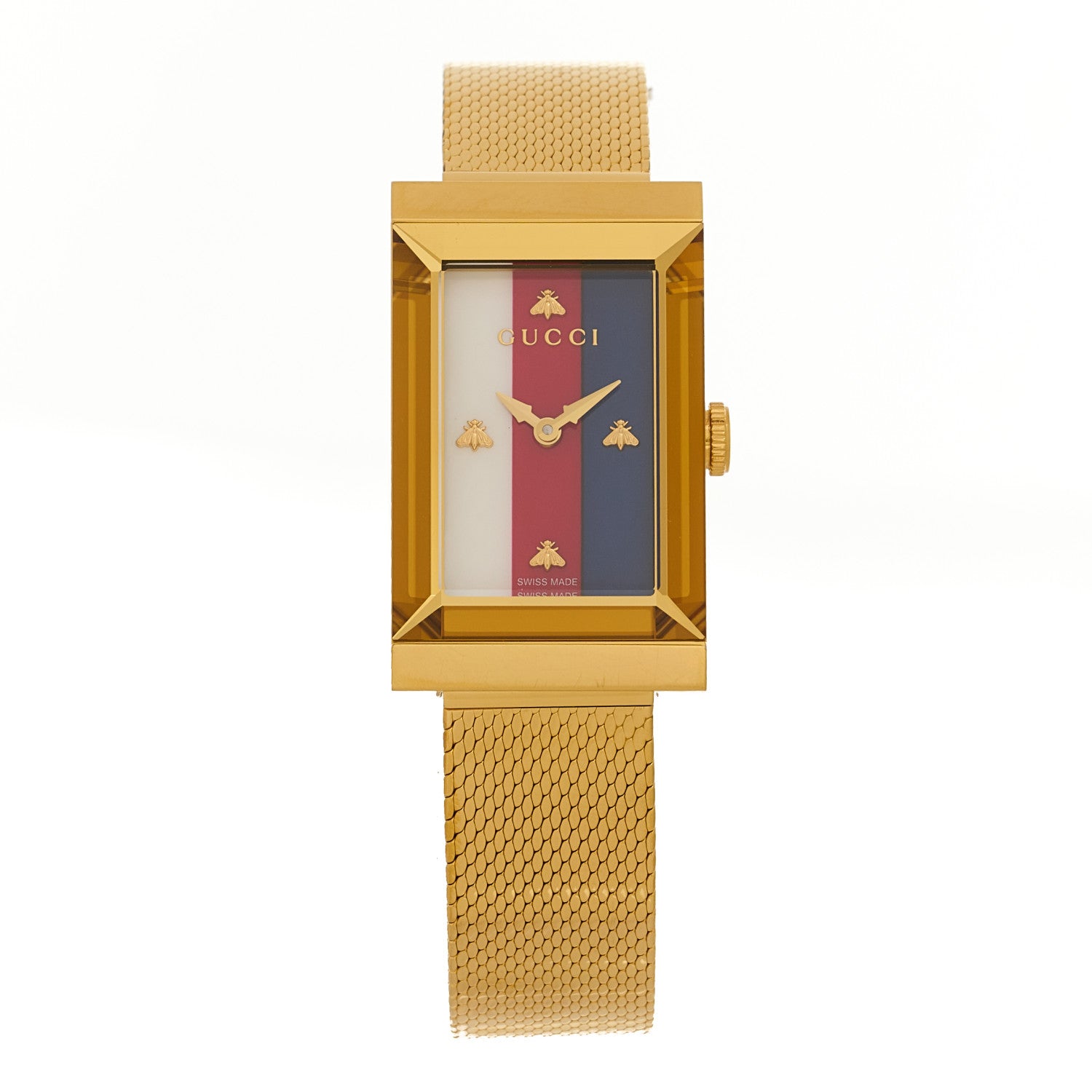 Gucci Stainless Steel 14mm Web G-Frame Quartz Watch Gold 1 of 4