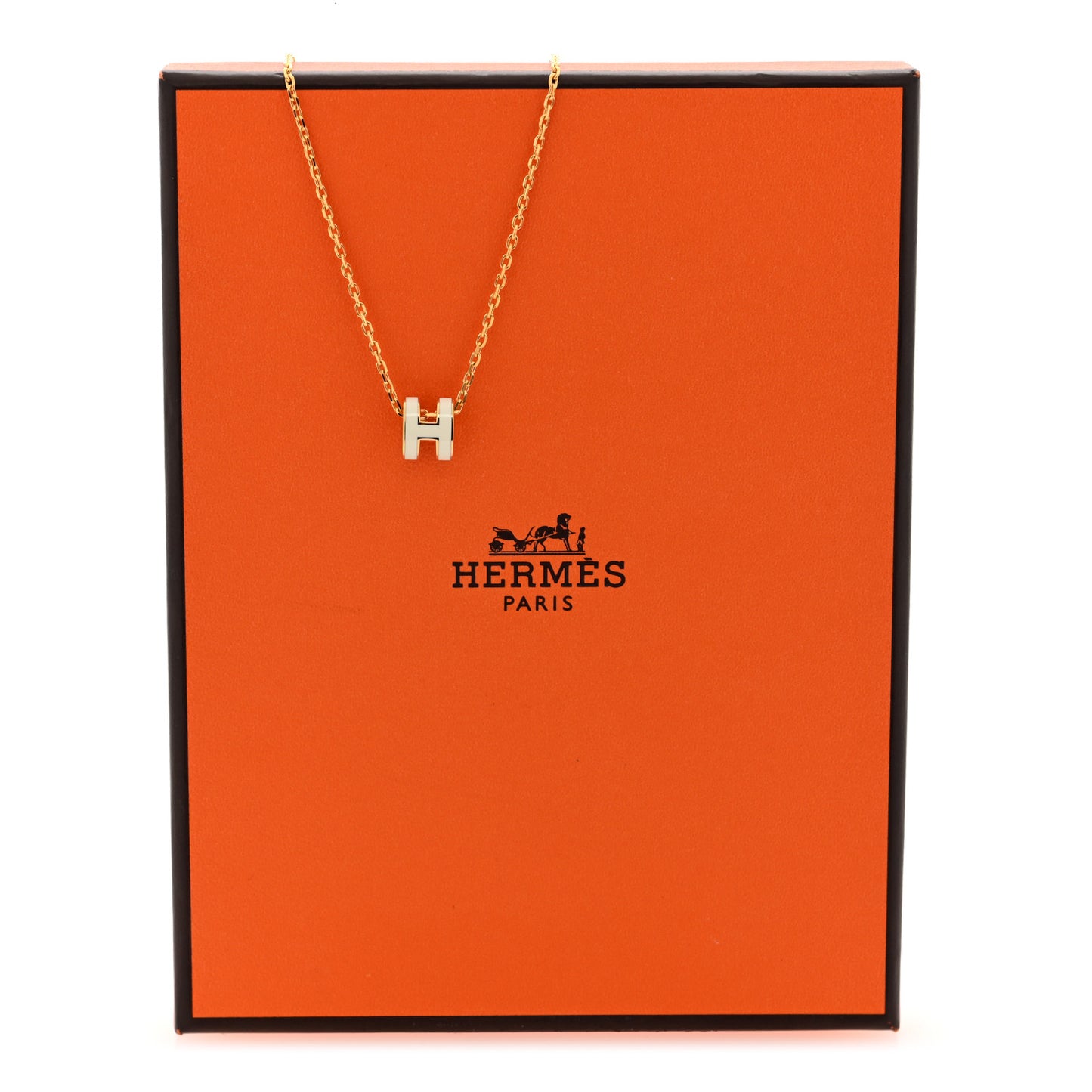 Lacquered Rose Gold Mini Pop H Pendant Necklace White