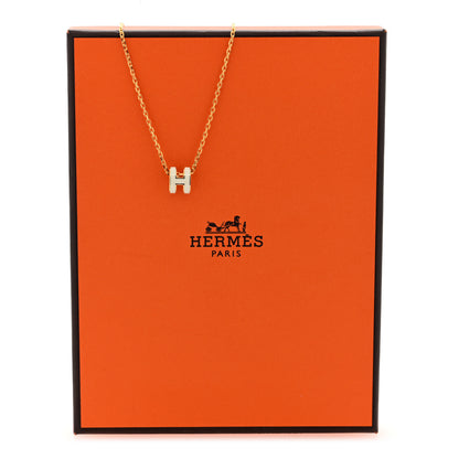 Hermes Lacquered Rose Gold Mini Pop H Pendant Necklace White 6 of 6