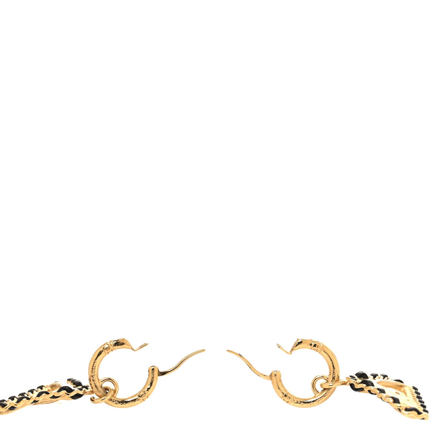 Chanel Lambskin Enamel CC Hanger Dangle Earrings Gold 3 of 6