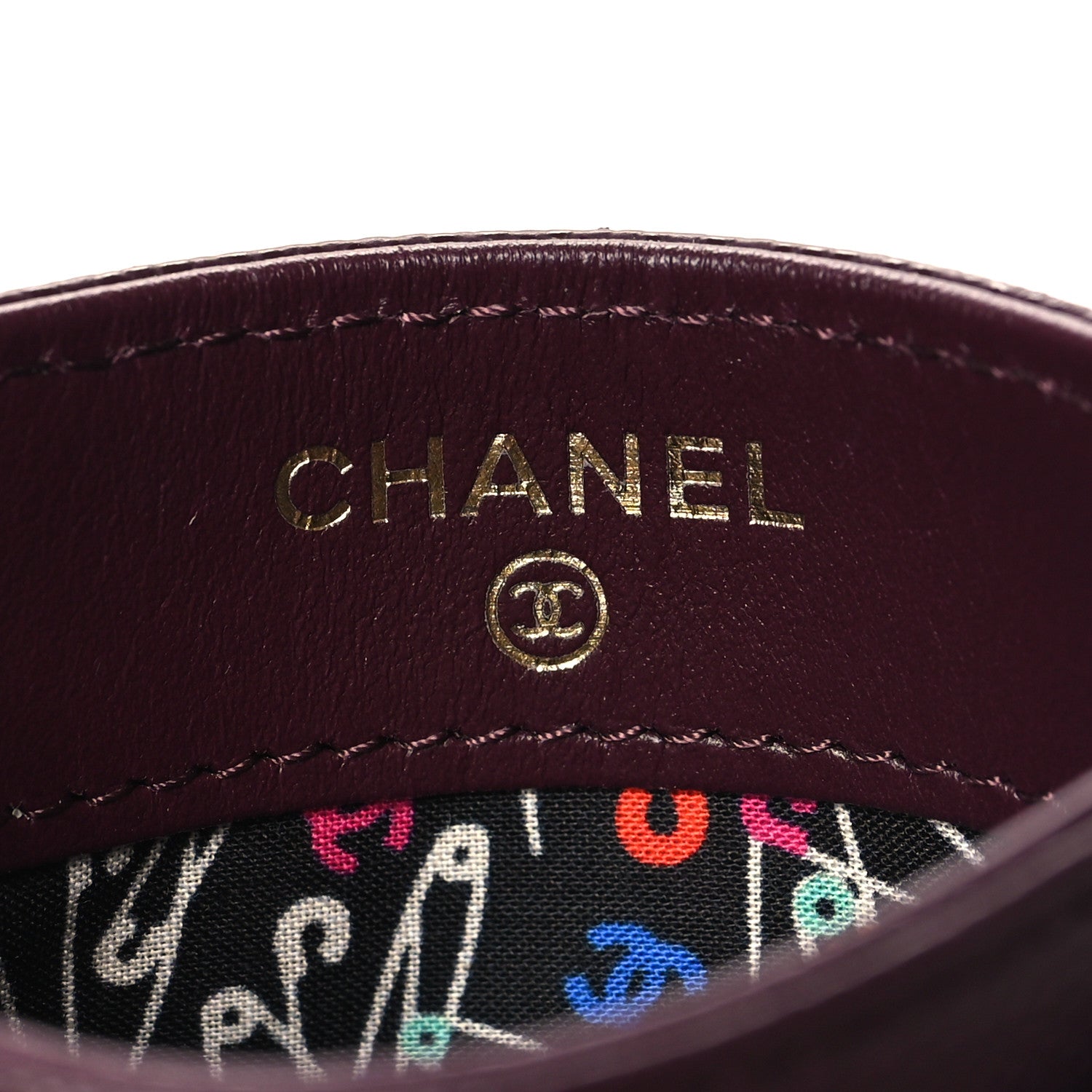 Chanel Caviar Quilted Chain Embossed CC Card Holder Dark Burgundy 6 of 9