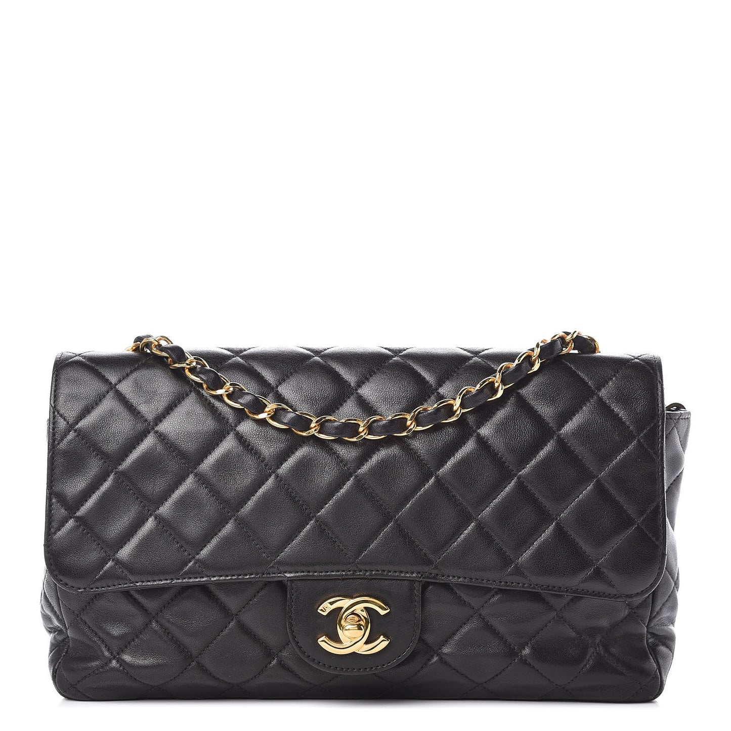 Lambskin Quilted Medium Single Flap Black