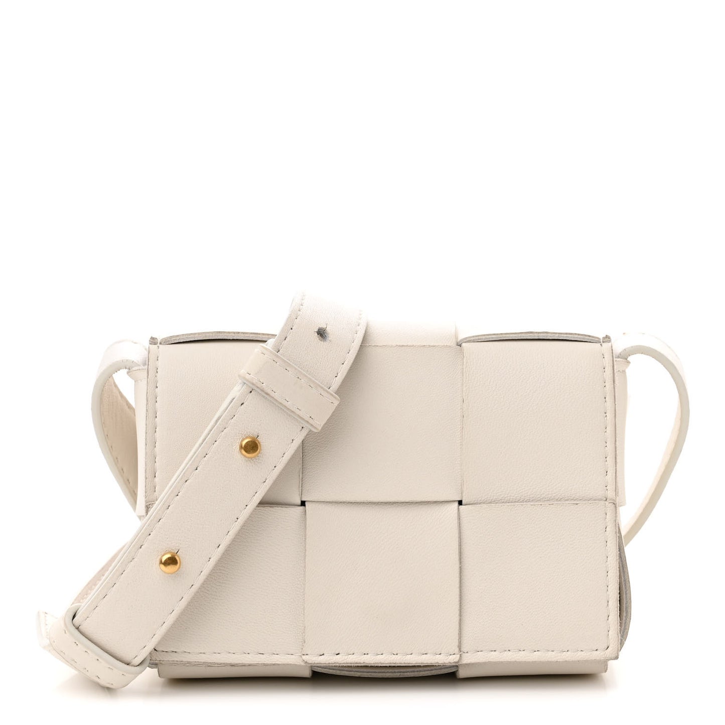 Lambskin Maxi Intrecciato Extra Mini Cassette Crossbody Bag White