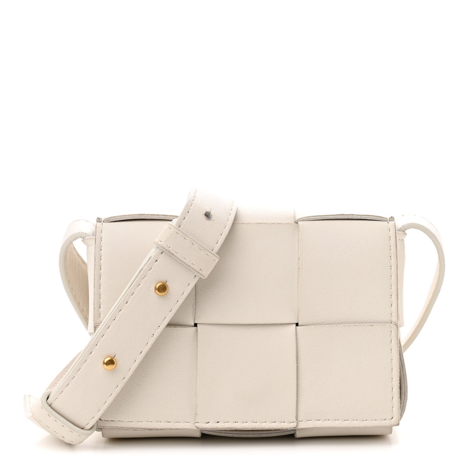 Bottega Veneta Lambskin Maxi Intrecciato Extra Mini Cassette Crossbody Bag White 1 of 10