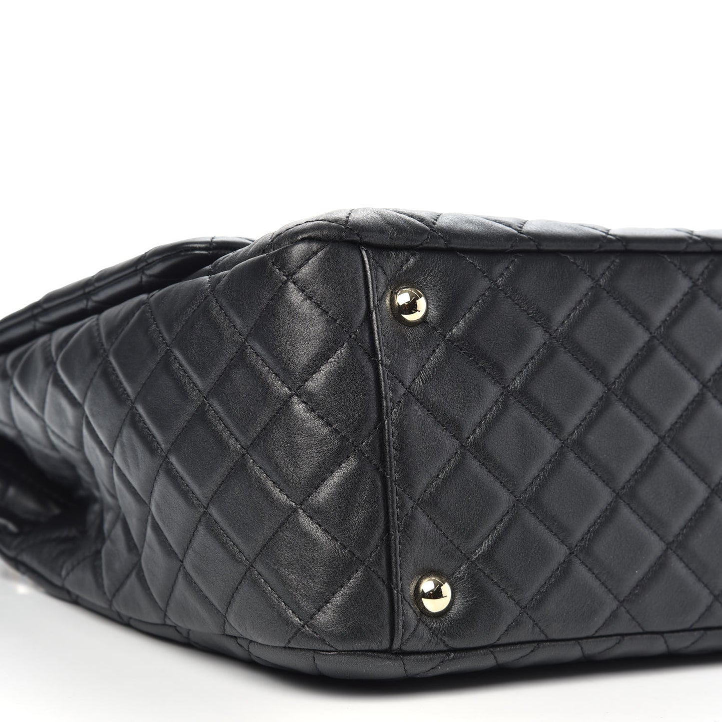 Calfskin Quilted XXL Travel Flap Bag Black