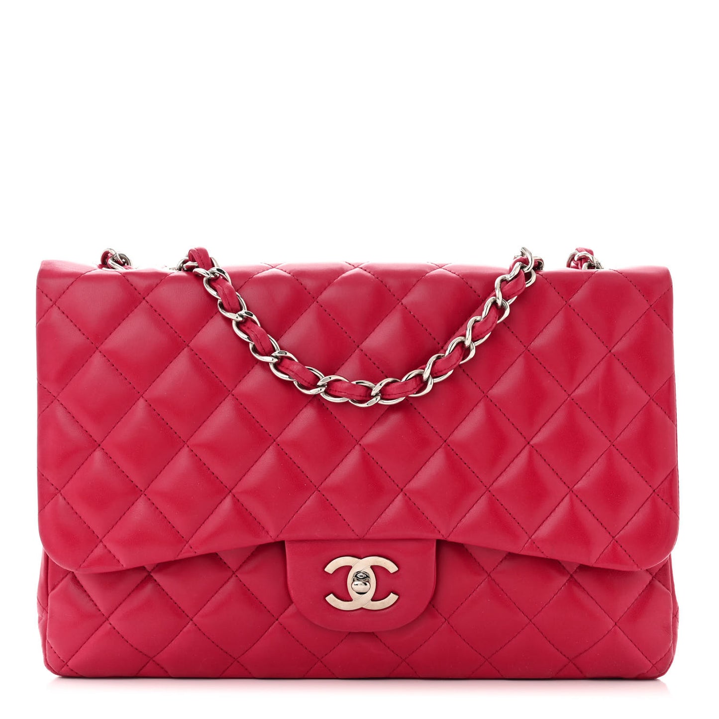Lambskin Quilted Jumbo Single Flap Red