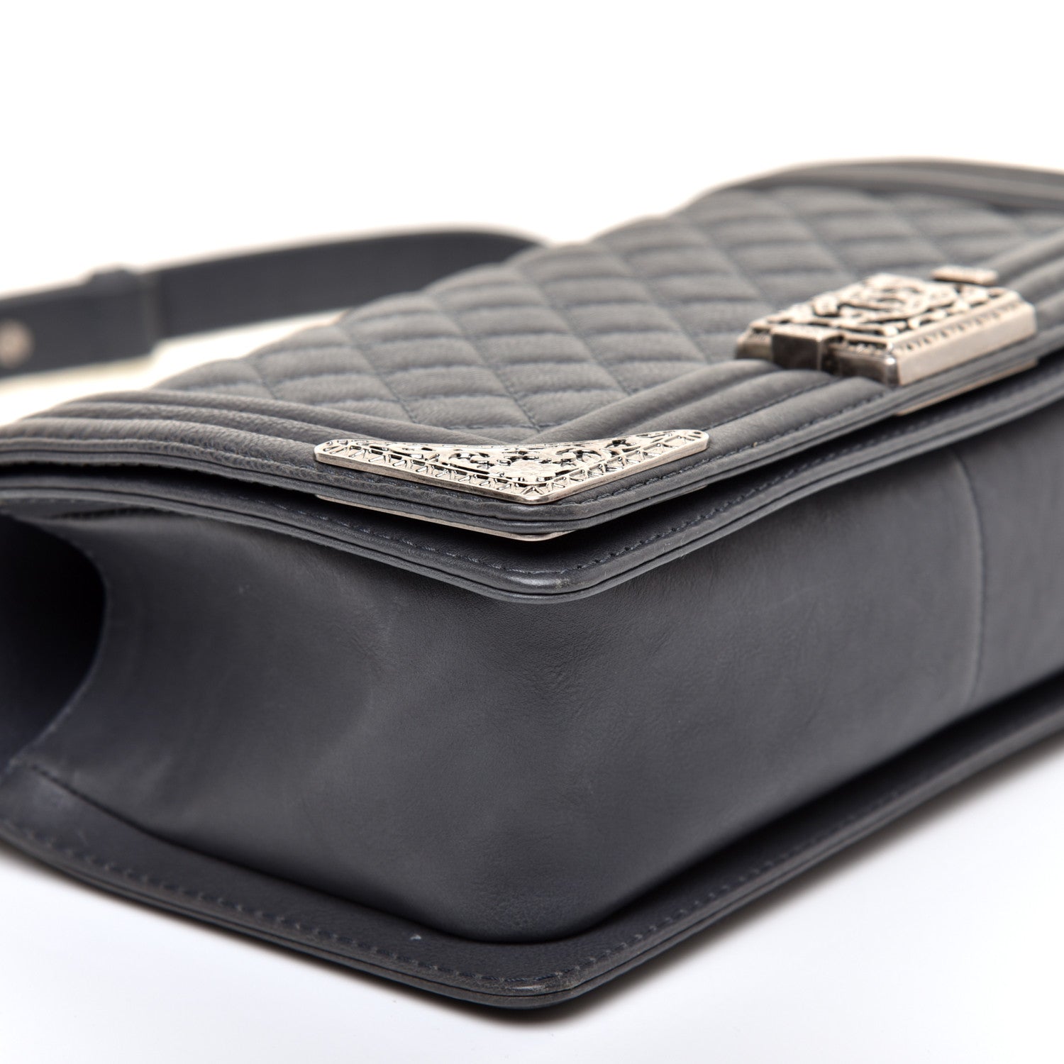 Chanel Calfskin Quilted Metal Embellished Paris Dallas Medium Boy Flap Grey 6 of 12