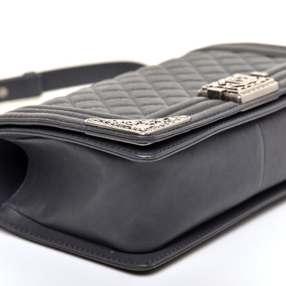 Chanel Calfskin Quilted Metal Embellished Paris Dallas Medium Boy Flap Grey 6 of 12
