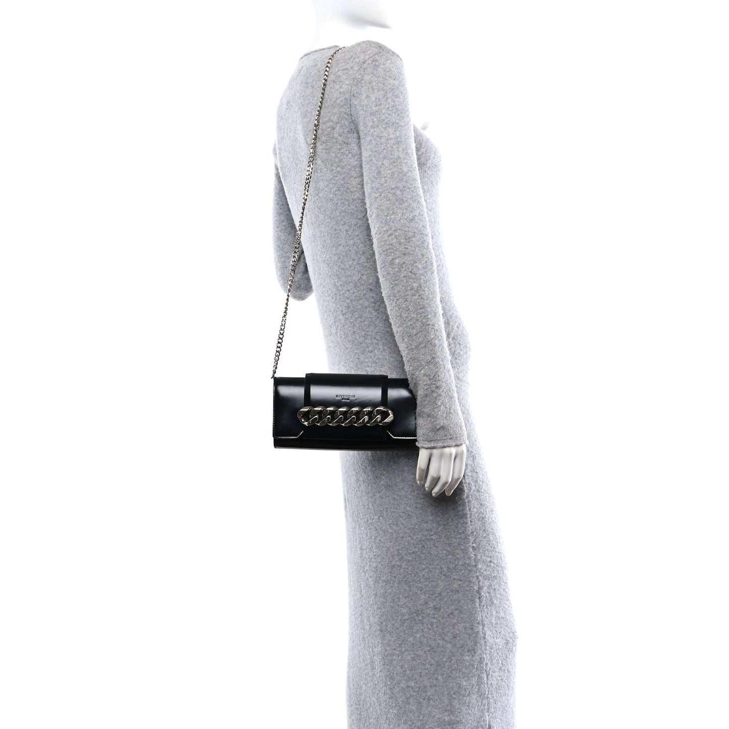 Calfskin Infinity Flap Clutch Black
